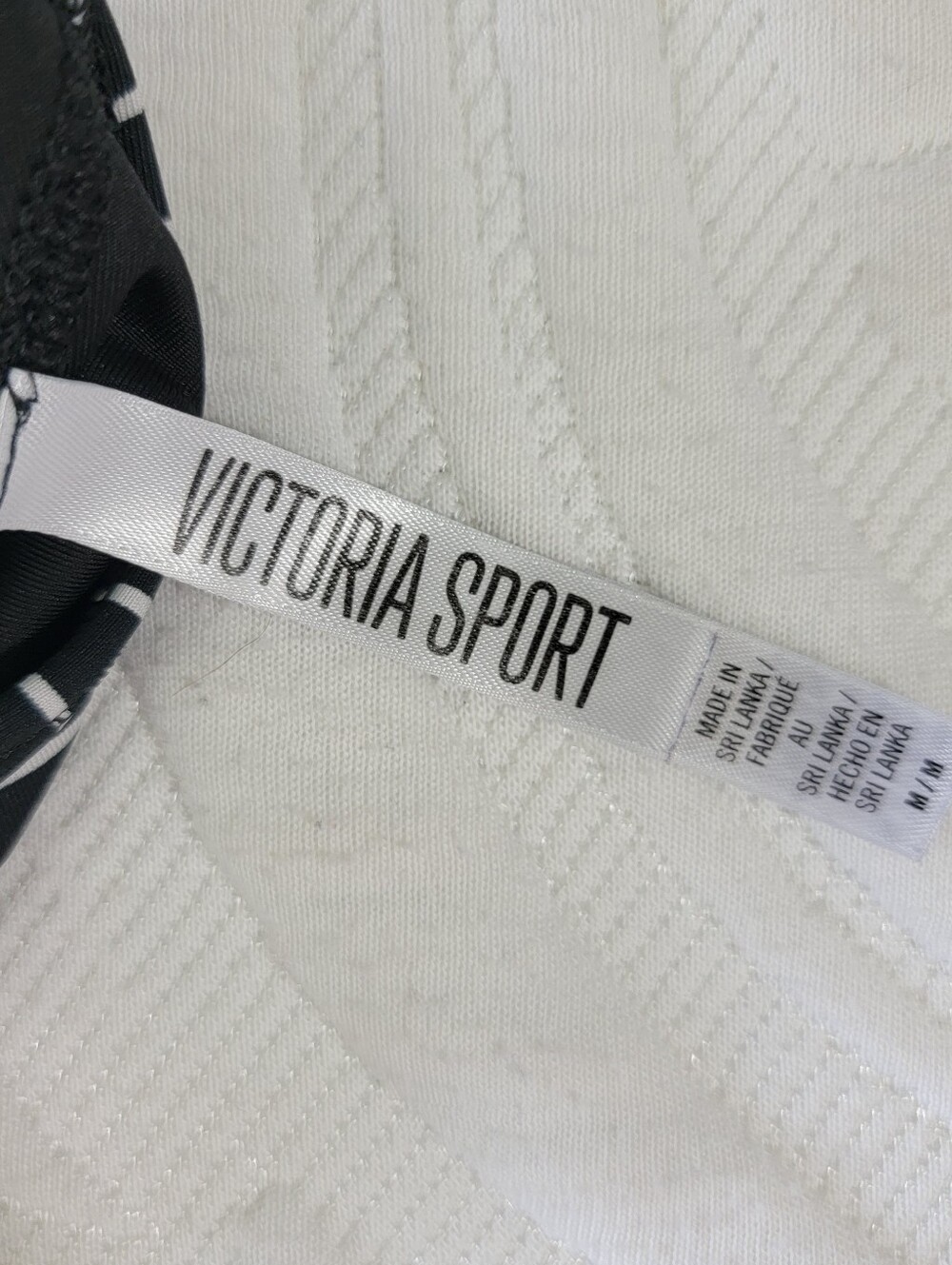 Victoria’s Secret Sport VSX Black White Strappy Front Racerback Bra Medium - Picture 4 of 5